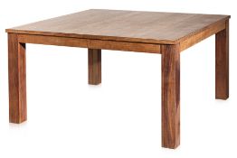 A MODERN TEAK SQUARE EXTENDING TABLE