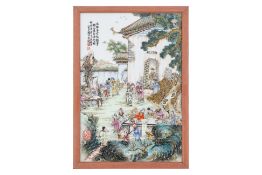 A CHINESE FAMILLE ROSE PORCELAIN PLAQUE