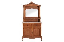 A TEAK AND MARBLE SIDEBOARD
