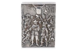 A LARGE DUTCH WHITE METAL MATCHBOX HOLDER
