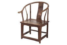 A CHINESE JICHIMU HORSESHOE BACK ARMCHAIR