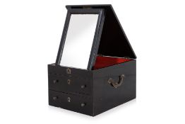 A BLACK LACQUERED VANITY BOX