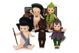 A GROUP OF FIVE R. JOHN WRIGHT KEWPIE DOLLS