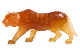 A DAUM CRYSTAL TIGER FOR RAFFLES HOTEL SINGAPORE