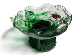 A TITTOT ART GLASS CRAB ON LOTUS