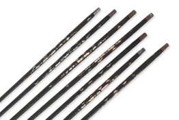 A SET OF 7 VIETNAMESE HARDWOOD AND MOTHER OF PEARL SHELL CHOPSTICKS