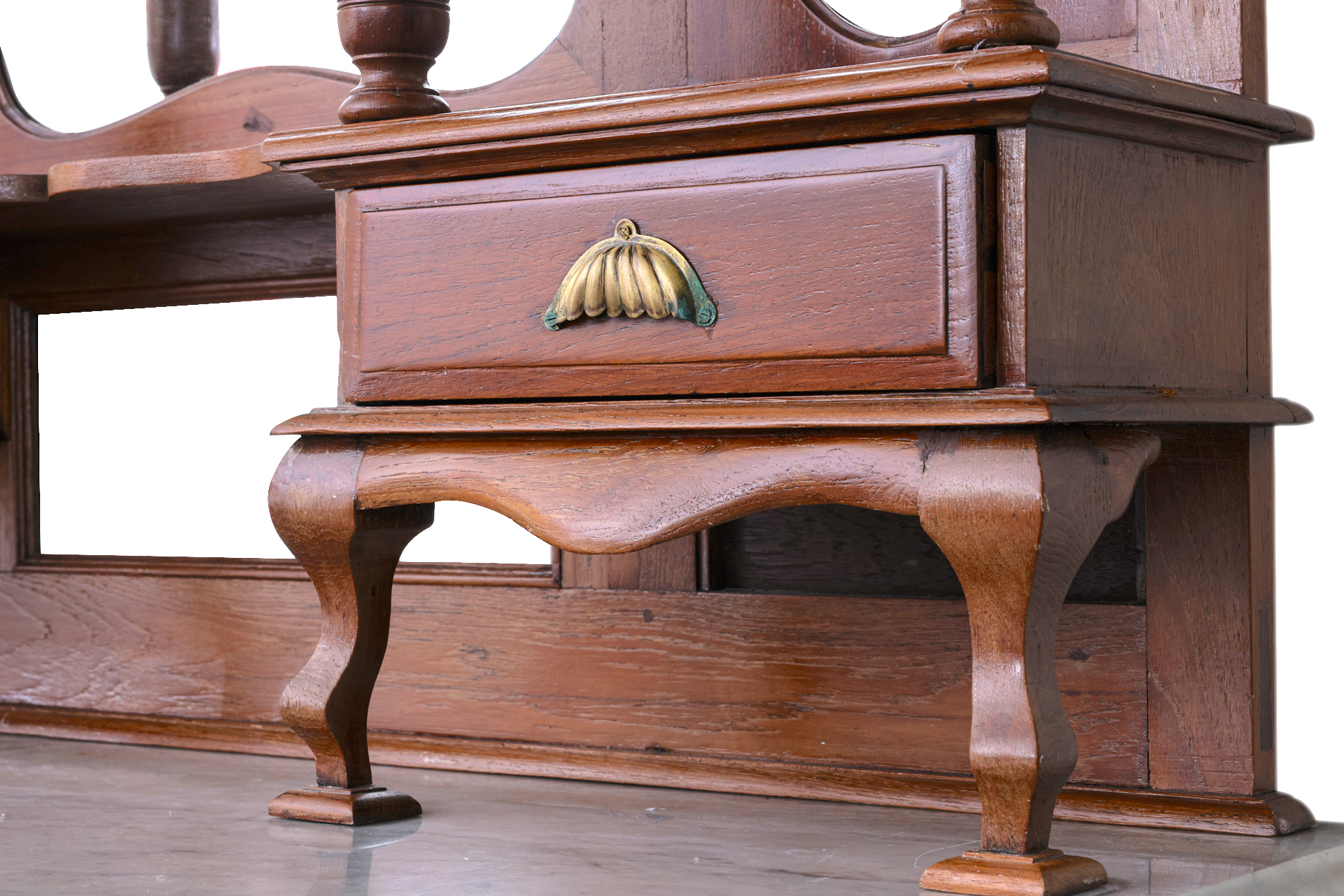 A LARGE PERANAKAN TEAK AND MARBLE SIDEBOARD - Image 6 of 6