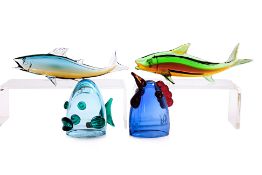 TWO MARCELLO FURLAN MURANO GLASS ANIMALS AND TWO OTHERS