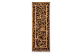 A CARVED AND GILT WOODEN PANEL