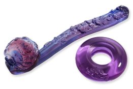 A LIULIGONGFANG ART GLASS RUYI SCEPTRE