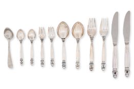 A GROUP OF GEORG JENSEN SILVER FLATWARE