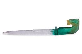A DAUM CRYSTAL 'BUCEPHALUS' MUGHAL DAGGER PAPERWEIGHT