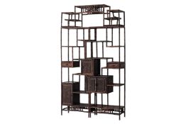 A LARGE JICHIMU BAMBOO CARVED DISPLAY SHELF