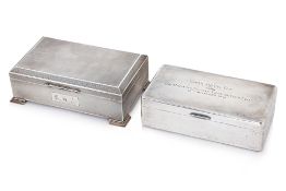 TWO ENGLISH SILVER TABLE CIGARETTE BOXES