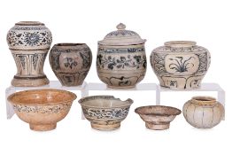 A GROUP OF NINE VIETNAMESE BLUE AND WHITE WARES