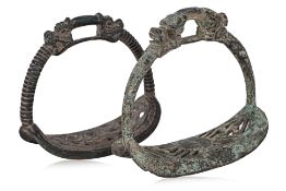 TWO OPENWORK BRONZE STIRRUPS