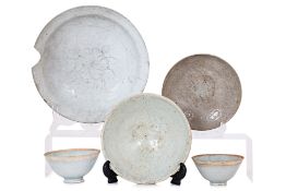 A GROUP OF FIVE QINGBAI TYPE WARES
