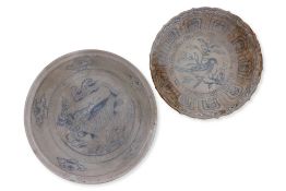 TWO VIETNAMESE BLUE AND WHITE DISHES