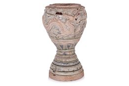 A VIETNAMESE BLUE AND WHITE CANDLEHOLDER