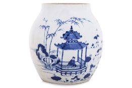 A BLUE AND WHITE PORCELAIN OVOID JAR