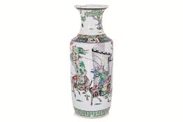 A FAMILLE VERTE PORCELAIN ROULEAU VASE