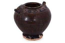 A VIETNAMESE BROWN GLAZED EWER WITH ZOOMORPHIC SPOUT