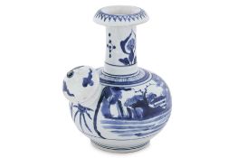 A JAPANESE BLUE AND WHITE ARITA KENDI