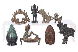AN ASSORTMENT OF ASIAN BRONZE OBJECTS