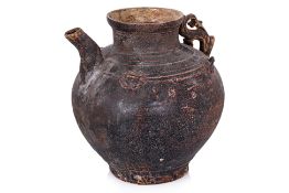 A VIETNAMESE BROWN GLAZED STONEWARE EWER