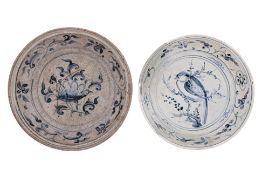 TWO VIETNAMESE BLUE AND WHITE DISHES