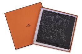 AN HERMES SILK POCKET SQUARE