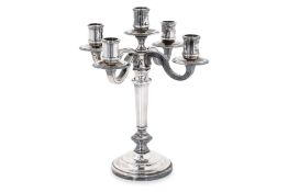 A CHRISTOFLE SILVER PLATED FOUR BRANCH CANDELABRUM