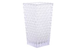 A TIFFANY & CO. BASKET WEAVE CRYSTAL VASE