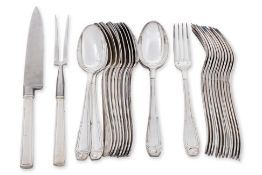A SET OF FRENCH ART DECO SILVER PLATED FORKS AND SPOONS