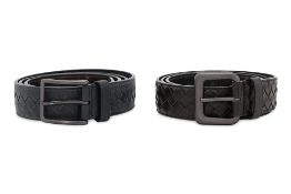 A PAIR OF BOTTEGA VENETA MEN'S LEATHER BELTS