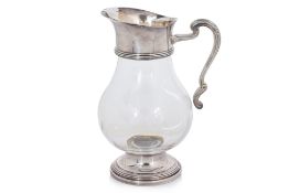 A CHRISTOFLE SILVER PLATE AND CRYSTAL WATER JUG