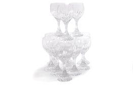 A SET OF TWELVE BACCARAT CRYSTAL MASSENA PATTERN RED WINE GLASSES