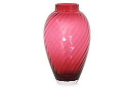 A TIFFANY & CO. CRANBERRY TWIST GLASS VASE