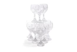 A SET OF TWELVE BACCARAT CRYSTAL MASSENA PATTERN WHITE WINE GLASSES