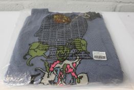 A Brain Dead knitted jumper cyber bunny in blue (S