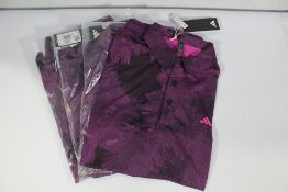 Four men's as new Adidas Flower Mesh Polo Shirts -