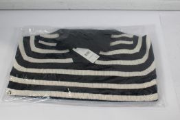 An Oui blue/cream stripped 3/4 zip high neck jumpe