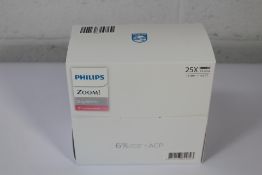A box of twenty five Phillips Zoom DayWhite 6% Hyd
