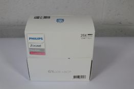 A box of twenty five Phillips Zoom DayWhite 6% Hyd