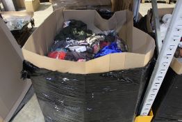 A pallet of pre - owned clothing and related items.