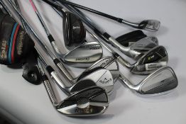 Twelve miscellaneous pre-owned golf clubs to include two Callaway XR Steelheads, a Taylor Made M4, a