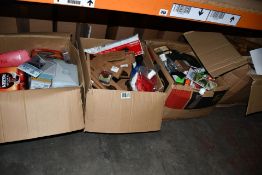 Four boxes of assorted miscellaneous items to include household items, souvenirs and related items.