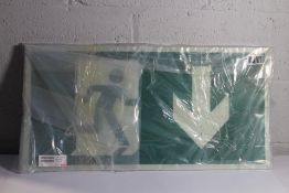 Twenty as new Photoluminescent Fire Exit Signs, Down, 16in x 32in.