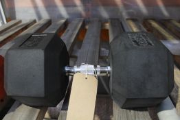 A 42.5kg Rubber Hex Dumbell.