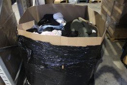A pallet of pre - owned clothing and related items.